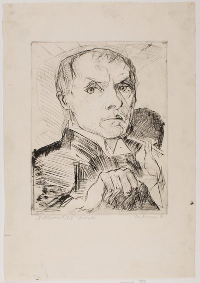 Selvportrett med griffel, blad 19 fra "Ansikter" av Max Beckmann