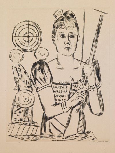 Shooting Gallery, plate 4 fra porteføljen "Annual Fair" av Max Beckmann