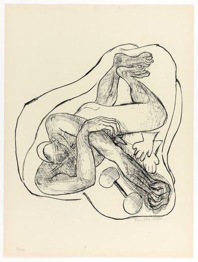Sovende idrettsutøver, tallerken tre fra Day and Dream av Max Beckmann