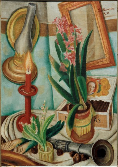 Stilleben med et brennende stearinlys av Max Beckmann