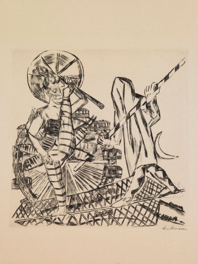 The Tightrope Walkers, plate 8 fra porteføljen "Annual Fair" av Max Beckmann