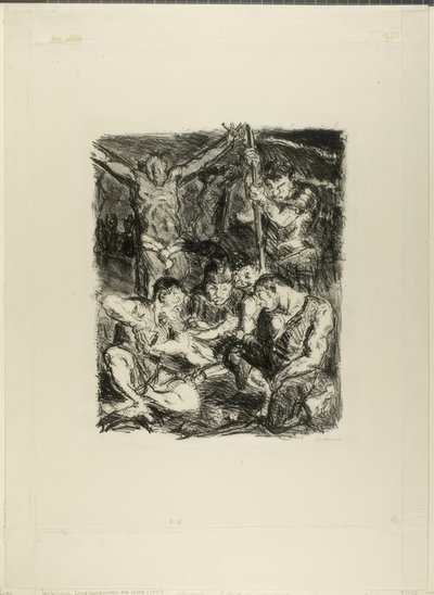 Kaste terninger før korset, plate seks fra seks nye testamente litografier av Max Beckmann