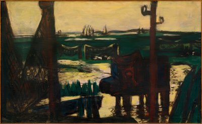 Vadehavet grønt og svart og gult av Max Beckmann
