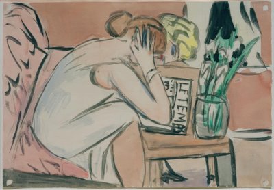 To jenter leser av Max Beckmann