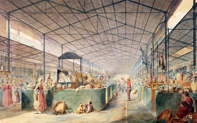 Interiør i Les Halles, 1835 av Max Berthelin