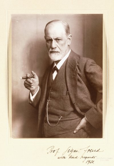 Et signert fotografi av Sigmund Freud, ca. 1921 (sepiafoto) av Max Halberstadt