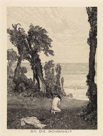 Til skjønnheten (Om døden, annen del, opus XI, blad 12) av Max Klinger