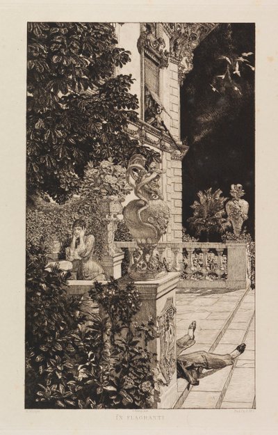 I Flagranti, fra Dramas, Opus IX Dramamen, Opus IX, 1883. av Max Klinger