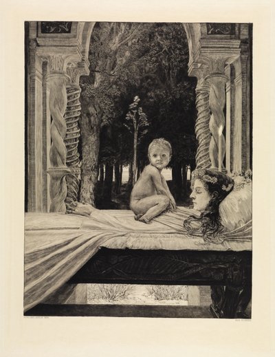 Mor og barn (Død mor) (Om døden, andre del, opus XI, tavle 9) av Max Klinger