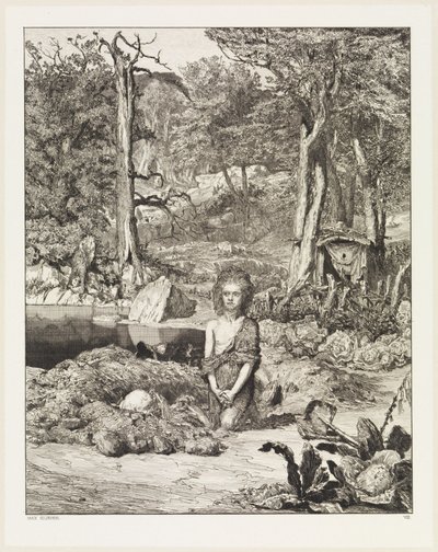 Simplicius ved eremittens grav (Intermezzi, Opus IV, blad 8) av Max Klinger