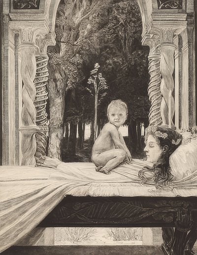 Død mor. 1889 av Max Klinger