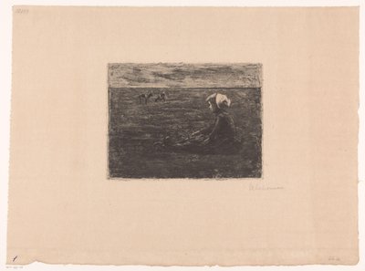 Ung geitegjeter sitter i feltet av Max Liebermann (signed by artist)