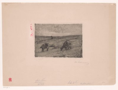 Landskap med beitende geiter av Max Liebermann (signed by artist)