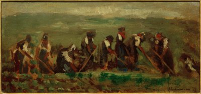 Arbeidere i betefeltet - sammensetningsstudie av Max Liebermann