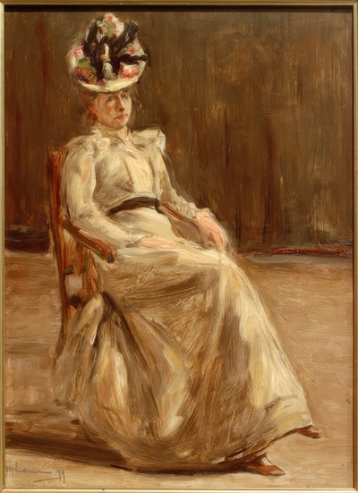 Portrett av en sittende dame i helfigur av Max Liebermann