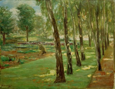 Bjørkealléen i Wannsee-hagen - utsikt over kålåkeren av Max Liebermann
