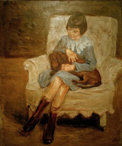 Liebermanns barnebarn med en dachs på fanget av Max Liebermann