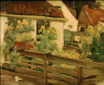 Hage med solsikker av Max Liebermann