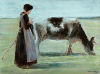Jente med ku av Max Liebermann