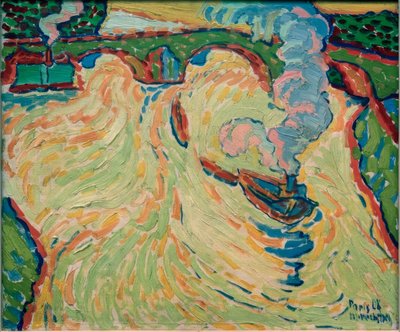 Seine-Brücke mit kleinem Dampfer von Max Pechstein