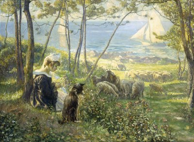 En sommerdag ved havet (olje på lerret) av Max Silbert