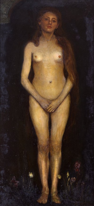 Kvinne. Venstre panel i diptyket «Menneskepar (Homo Sapiens)» av Max Slevogt
