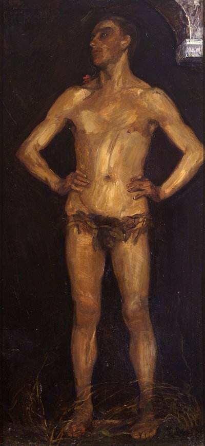 Mann. Høyre panel av diptyket «Menneskepar (Homo Sapiens)». (Verso: kvinnelig nakenfigur sett bakfra) av Max Slevogt