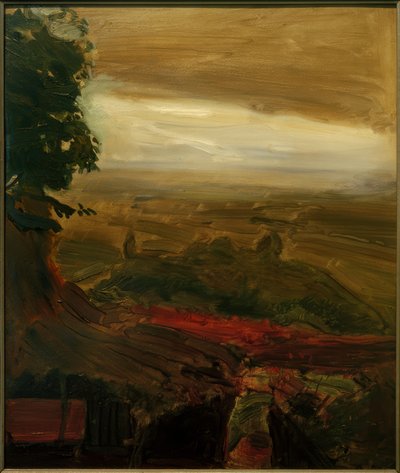 Rød arbor med stormskyer av Max Slevogt