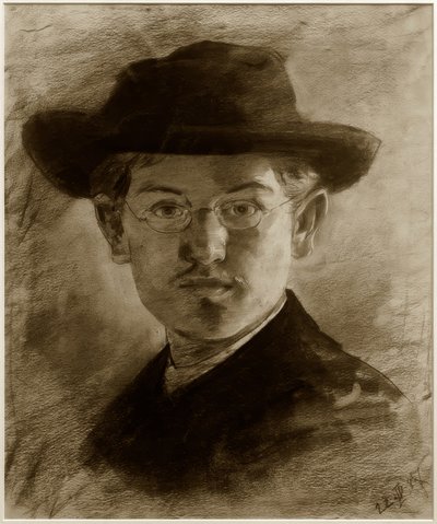 Selvportrett med hatt av Max Slevogt