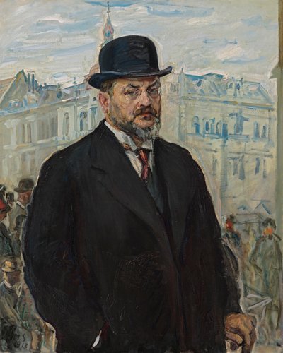 Selvportrett med svart hatt av Max Slevogt