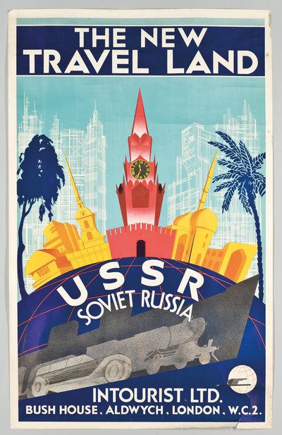 En plakat som reklamerer for reise til Sovjet-Russland med det russiske reisebyrået 
