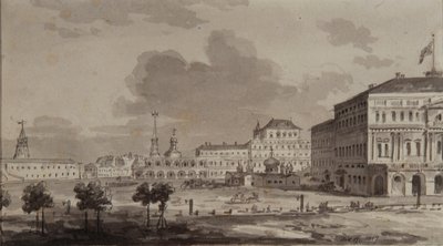 Moskva Kreml før byggingen av Grand Kremlin Palace, 1817 av Maxim Nikiphorovich Vorobyev