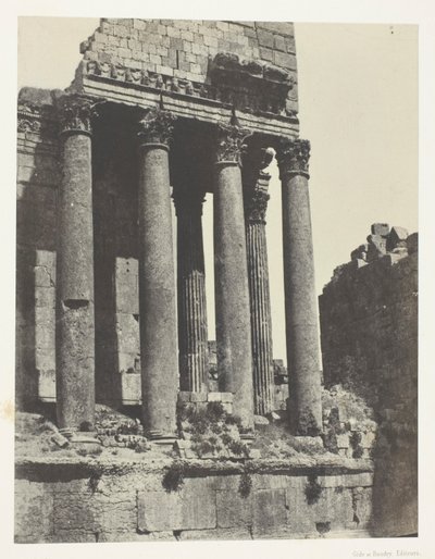 Baalbeck (Heliopolis), Jupiters tempel, utsikt tatt fra sørøsthjørnet; Syria av Maxime Du Camp