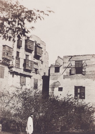Kairo, hus og hage i det franske kvarteret, med Gustave Flaubert, 1850 av Maxime Du Camp