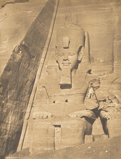 Den østlige kolossen av Spéos de Phré, ved Abousemblil Portrait of Rhamses-le-grand, mars 1850. av Maxime Du Camp