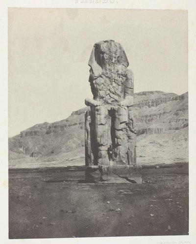 Gournah, Amenopht IIIs monolittiske koloss; Theben, plate 56 fra albumet «Egypt, Nubia, Palestina og Syria» (1852) av Maxime Du Camp