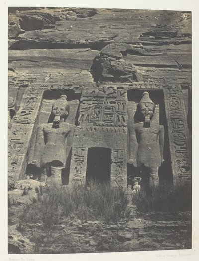 Ibsamboul, Speos#39; inntog i Hathor; Nubia, plate 109 fra albumet «Egypt, Nubia, Palestina og Syria» (1852) av Maxime Du Camp