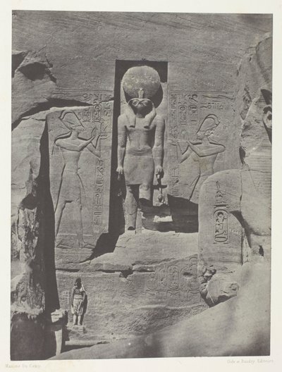 Ibsamboul, Skulpturer av inngangen til Speos av Phre, Nubia, plate 105 fra albumet quot;Egypt, Nubia, Palestina og Syriaquot; (1852) av Maxime Du Camp