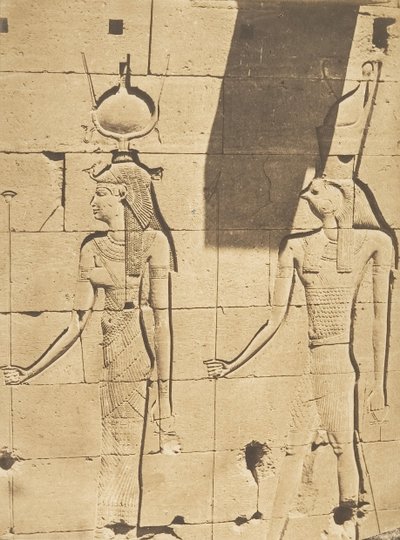Isis og Horus-Arsiesi - Bas-relieff fra tempelet til Kalabcheh Talmis, 8. april 1850. av Maxime Du Camp