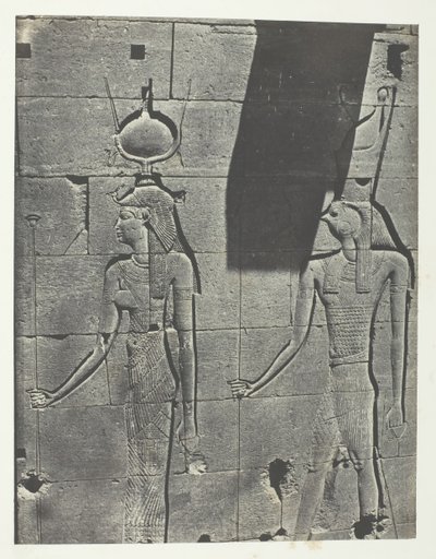 Kalabscheh, Skulpturer fra bakfasaden til tempelet, Nubia, 184951, trykt 1852. av Maxime Du Camp