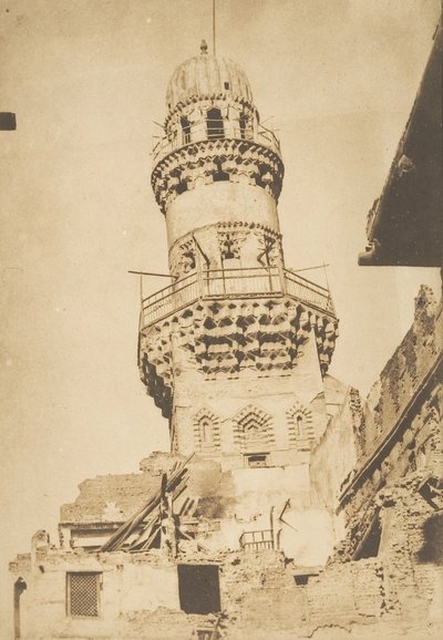 Skjevede minaret i Bibars-moskeen, Kairo, desember 1849-januar 1850. av Maxime Du Camp