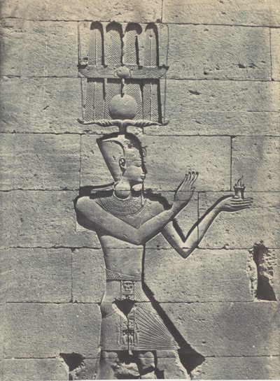 Nubia. Kalabscheh. Skulpturer fra bakfasaden til tempelet, 1850. av Maxime Du Camp