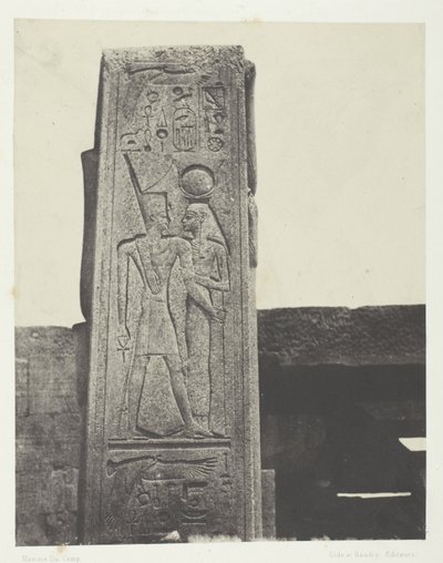Karnak-palasset, søyle foran granittreservatet; Theben av Maxime Du Camp