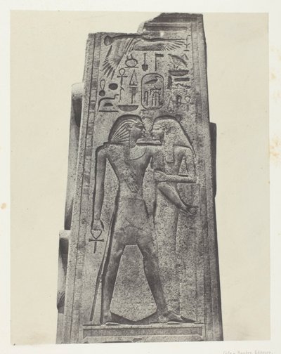 Karnak-palasset, søyle foran granittreservatet; Theben av Maxime Du Camp