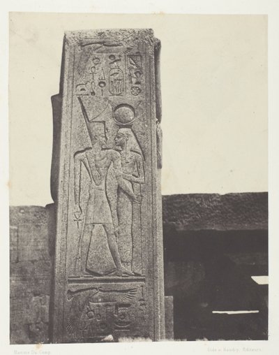 Karnak-palasset, søyle foran granittreservatet; Theben av Maxime Du Camp