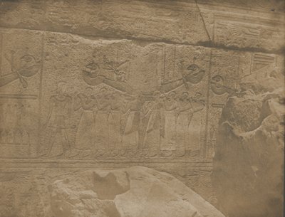 Karnak-palasset, utskjæringer av granittreservatet, 1849-51. av Maxime Du Camp