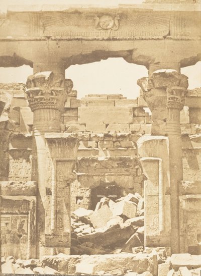 Temple of Kalabcheh - Mellom medial kolonne av Pronaos, 8. april 1850. av Maxime Du Camp
