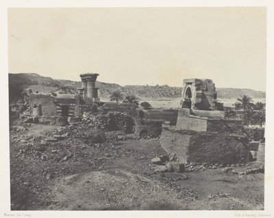 Landsby og tempel på øya Beghe, vest for Philoe; Nubia, plate 81 fra albumet quot;Egypt, Nubia, Palestina og Syriaquot; (1852) av Maxime Du Camp