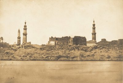 Utsikt over Girgeh og kystlinjen fjernet - av Nilflommen, 1849-50. av Maxime Du Camp