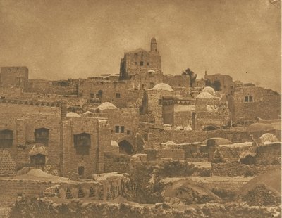 Utsikt over moskeen i El-Melouyeh og et nabolag i Jerusalem, august 1850. av Maxime Du Camp